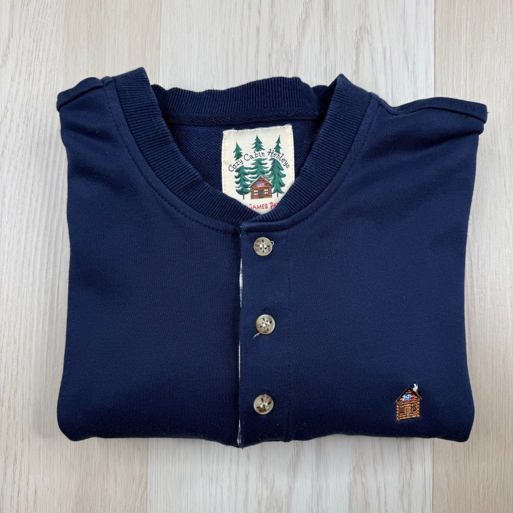 Cozy Cabin Henleys by Kiel James Patrick Mens Blue Henley Sweatshirt Size XL